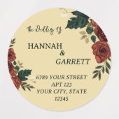 Romantisch tuin trouwadres labels (Design 1)