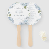 Romantisch tuinbouwprogramma voor stoffige blauwe handwaaier (Voorkant en achterkant)