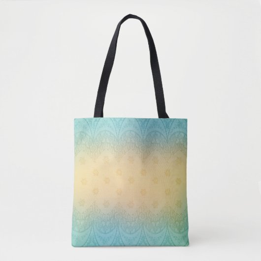 Romantisch turquoise en geel pastelontwerp tote bag (Voorkant)