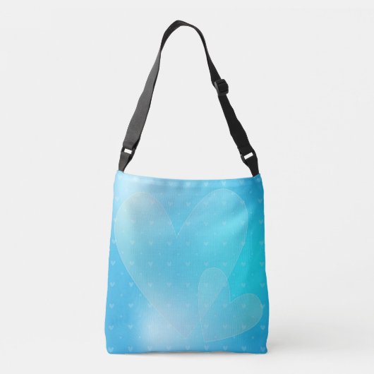 Romantisch turquoise pastel harten design crossbody tas (Achterkant)