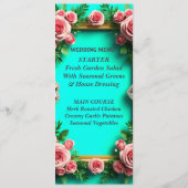 Romantisch Turquoise Roze Roos Huwelijksdiner 🌸 Menu (Voorkant)