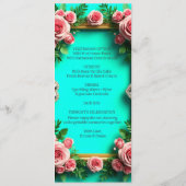 Romantisch Turquoise Roze Roos Huwelijksdiner 🌸 Menu (Achterkant)