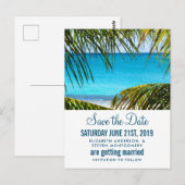 Romantisch Turquoise Tropisch Strand Save the Date Briefkaart (Voorkant / Achterkant)