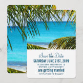 Romantisch turquoise tropisch strandhuwelijk save the date (Voorkant / Achterkant)
