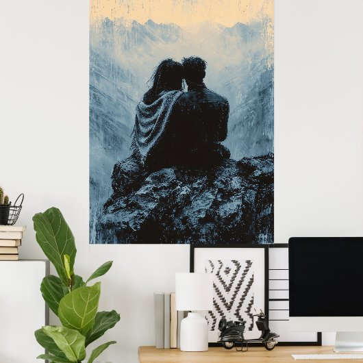 Romantisch Uitzicht in monochrome stijl Poster (Thuiskantoor)