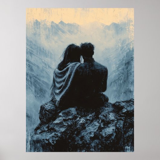 Romantisch Uitzicht in monochrome stijl Poster (Voorkant)