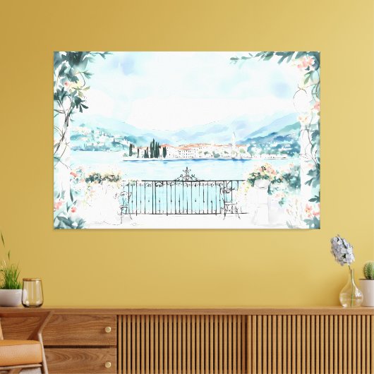 Romantisch uitzicht op het Comomeer Canvas Afdruk (Insitu (Woonkamer))