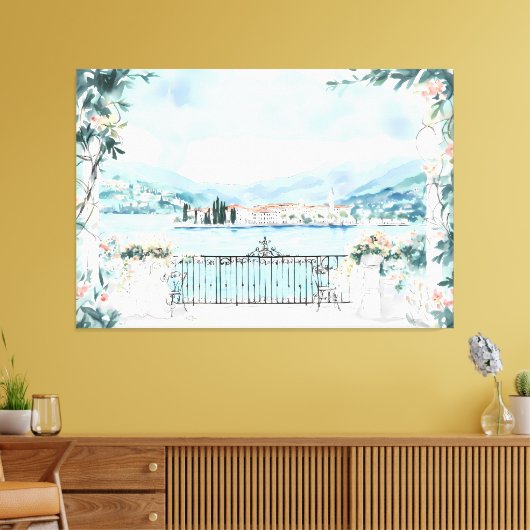 Romantisch uitzicht op het Meer van Como Canvas Afdruk (Insitu (Woonkamer))