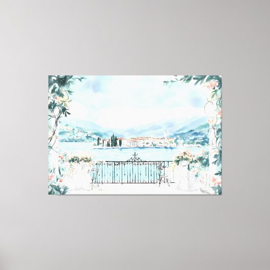 Romantisch uitzicht op het Meer van Como Canvas Afdruk (Voorkant)
