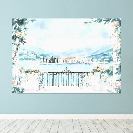 Romantisch uitzicht op het Meer van Como Canvas Afdruk (Insitu (Houten vloer))