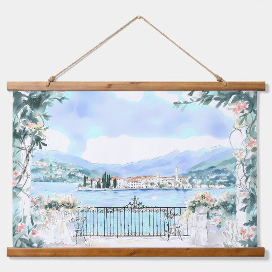 Romantisch Uitzicht van het Comomeer Hangend Wandkleed (Voorkant)