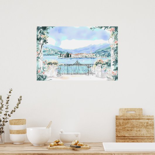 Romantisch Uitzicht van het Comomeer Poster (Keuken)