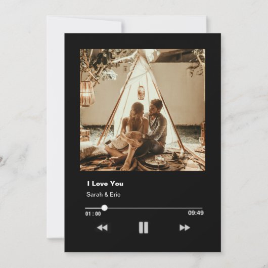 romantisch valentijn koppel liefdesmuziekspeler feestdagenkaart (Voorkant)