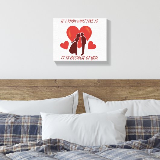 Romantisch Valentijns gewikkeld doek Canvas Afdruk (Insitu (Slaapkamer))