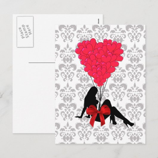 Romantisch Valentijns ontwerp Feestdagenkaart (Voorkant / Achterkant)