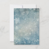 Romantisch Vallende Sneeuw Blauw & Wit Sparkle Din RSVP Kaartje (Achterkant)