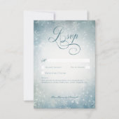 Romantisch Vallende Sneeuw Blauw Wit Sparkle Geen  RSVP Kaartje (Voorkant)