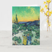 Romantisch Van Gogh Koppel Wandelend Onder Maan Kaart (Gele Bloem)
