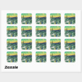 Romantisch Van Gogh Koppel Wandelend Onder Maan Vierkante Sticker (Vel)