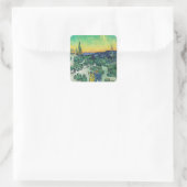 Romantisch Van Gogh Koppel Wandelend Onder Maan Vierkante Sticker (Tas)