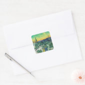Romantisch Van Gogh Koppel Wandelend Onder Maan Vierkante Sticker (Envelop)