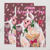 Romantisch Varken Funny Valentijnsdag Kaart (Voorkant / Achterkant)