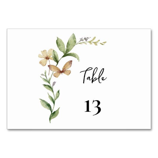 Romantisch veld Bloem Trouwtafel Nummer Kaart (Voorkant)