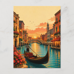 Romantisch Venetië Italië Gondelrit Zonsondergang Briefkaart