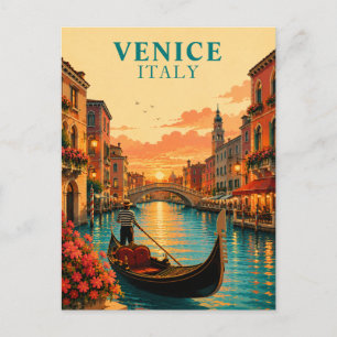 Romantisch Venetië Italië Gondelrit Zonsondergang Briefkaart