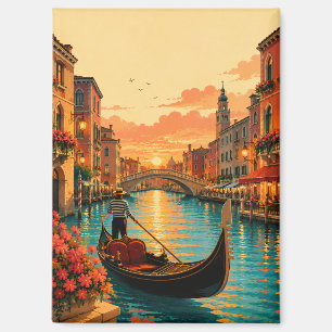 Romantisch Venetië Italië Gondeltocht Reis Souveni Magneet