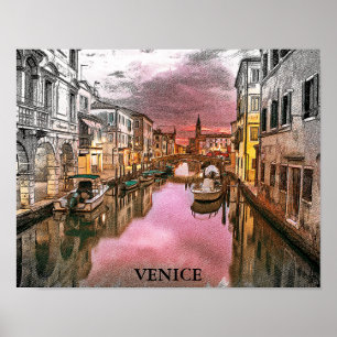 Romantisch Venetië Italië Gondola City uitzicht Poster