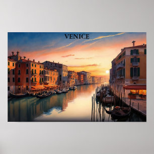 Romantisch Venetië Italië Sunset Uitzicht Poster