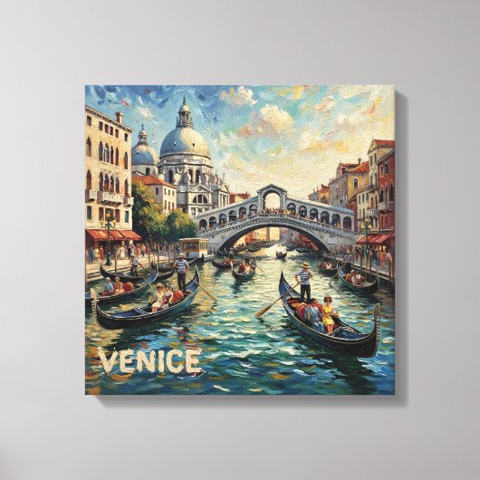 Romantisch Venetië Rialto Kanaal Canvas Kunst (Voorkant)