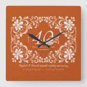 Romantisch Verbrand Sinaasappel Decennium 40 Jubil Vierkante Klok (Voorkant)