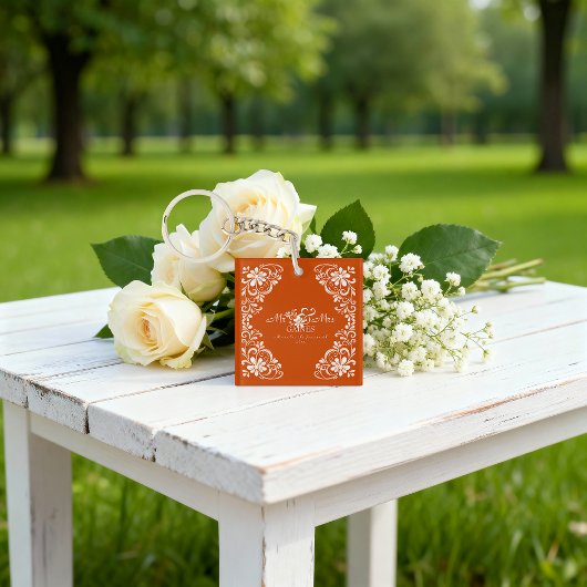 Romantisch Verbrand Sinaasappel Mr & Mrs Acryl Sle Sleutelhanger