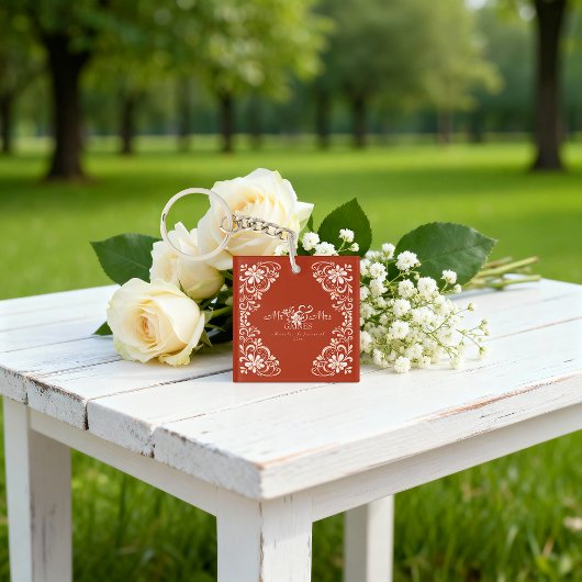 Romantisch Verbrand Sinaasappel Mr & Mrs Acryl Sle Sleutelhanger