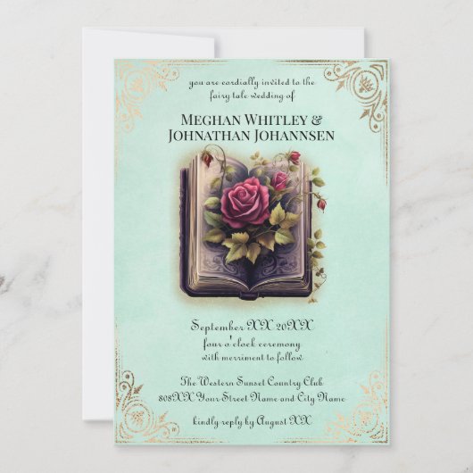 Romantisch verhalenboek Sprookje Bruiloft op Blauw Kaart (Voorkant)