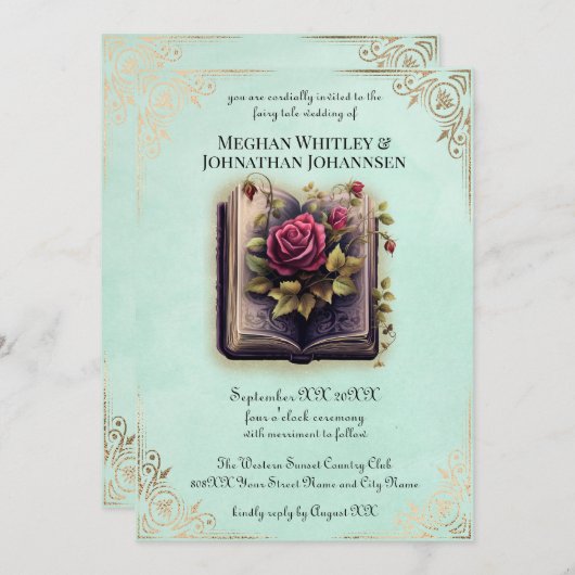 Romantisch verhalenboek Sprookje Bruiloft op Blauw Kaart (Voorkant / Achterkant)