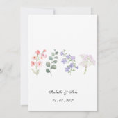 Romantisch verwilderd boho-bruiloftsreceptiemenu kaart (Achterkant)
