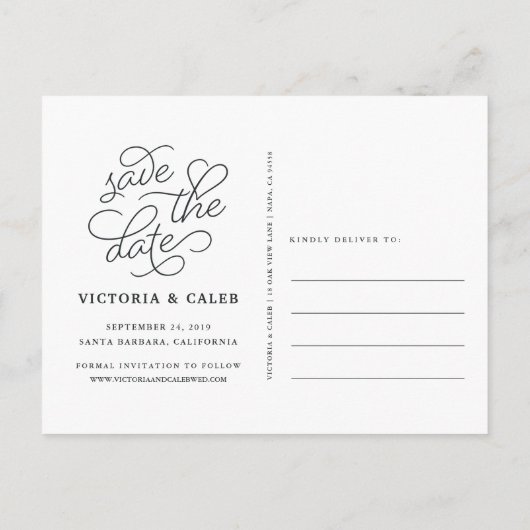 Romantisch verzoek | Foto Sla de datum op Aankondigingskaart (Achterkant)