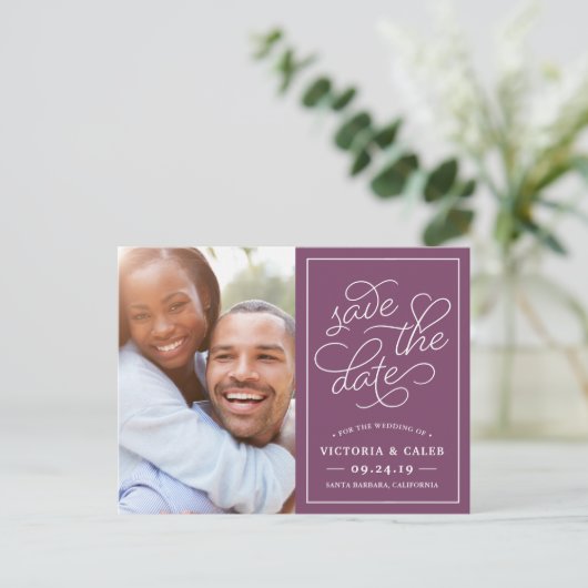 Romantisch verzoek | Foto Sla de datum op Aankondigingskaart (Staand voorkant)