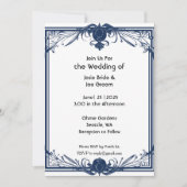 Romantisch Victoriaans blauw huwelijksuitnodiging Kaart (Voorkant)