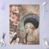 Romantisch Victoriaans Meisje & Vintage Rustieke B Tissuepapier (Craft)