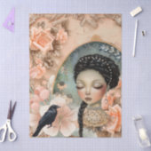 Romantisch Victoriaans Meisje & Vintage Rustieke B Tissuepapier (Craft)