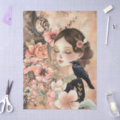 Romantisch Victoriaans Meisje & Vintage Rustieke B Tissuepapier (Craft)