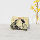 Romantisch Victoriaans Paar Valentijnsdag Kaart (Gele Bloem)