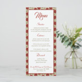 Romantisch Victoriaans Red Rose Wedding Menu (Staand voorkant)