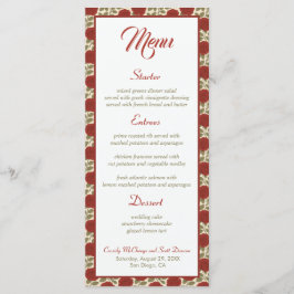 Romantisch Victoriaans Red Rose Wedding Menu