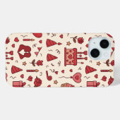 Romantisch vieringskrabbelpatroon Case-Mate iPhone case (Achterkant (horizontaal))