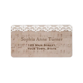 Romantisch vintage bladmuziek & kanten bruiloft etiket